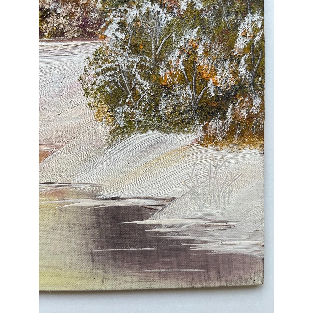 Original Acrilic Painting, unsigned Winter Landscape 16x12 on canvas board - Picture 3 of 6